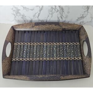 TEN THOUSAND VILLAGES - WARM WELCOME BAMBOO BATIK TRAY IN BLUE